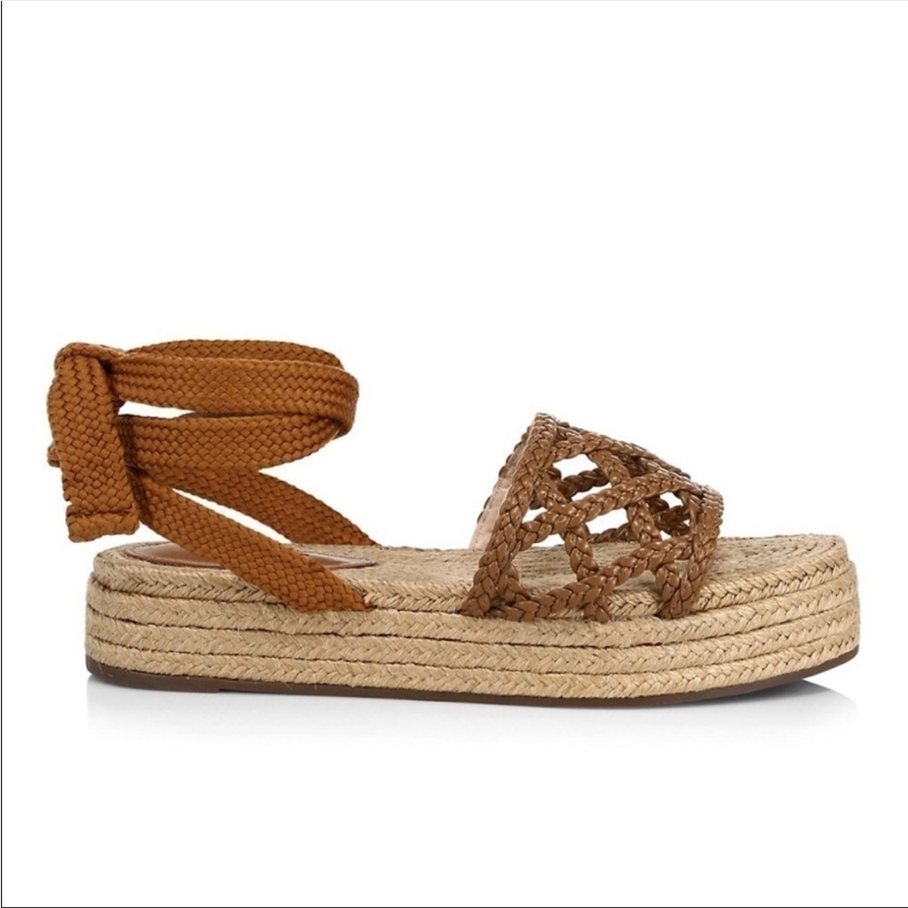 Schutz Byana Raffia Wrapped Flatform Lace Up Espadrille Size 6 Women